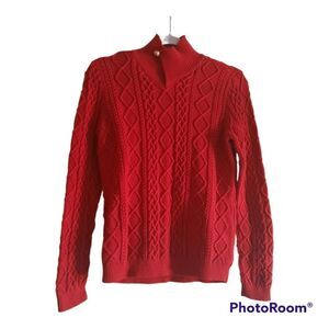 VTG LAUREN RALPH LAUREN Cotton Shawl Neck Fisherman Sweater Jumper 